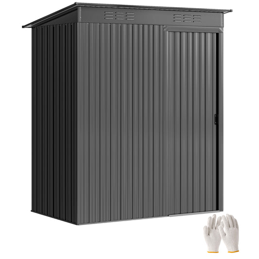 5 x 3.5ft Metal Garden Shed with Effortless Assembly, Dark Grey
