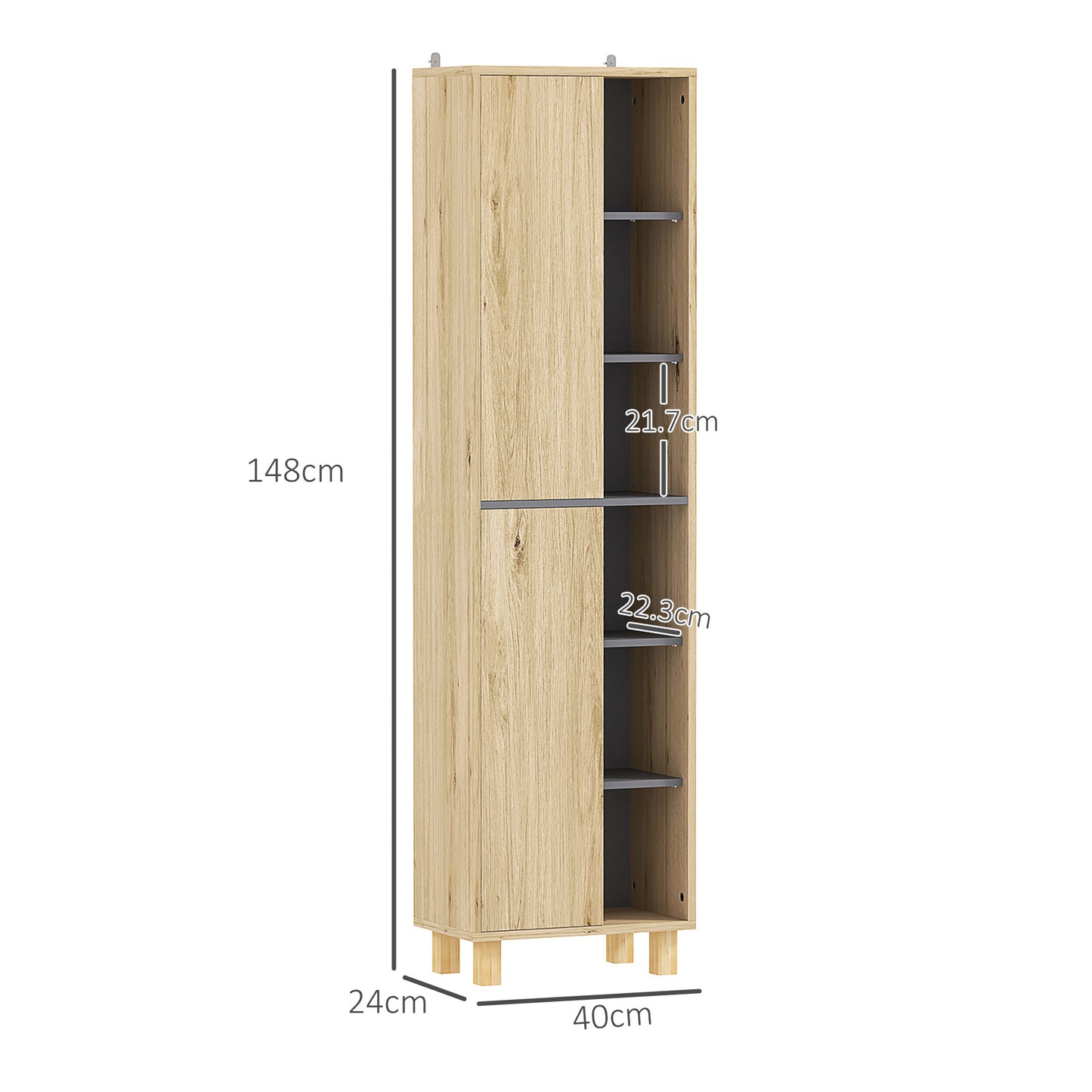 Bathroom Storage Unit with 6 Open Compartments and 6 Shelves