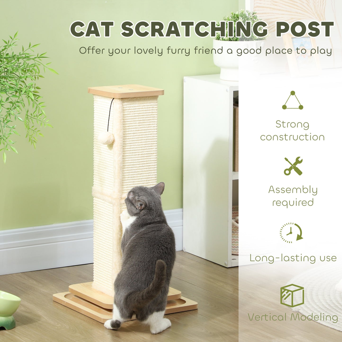 67cm Cat Scratching Post 3 in 1 Cat Scratcher w/ Track Ball Toy