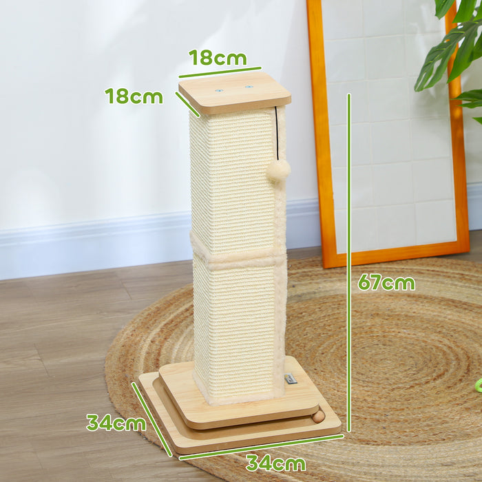 67cm Cat Scratching Post 3 in 1 Cat Scratcher w/ Track Ball Toy