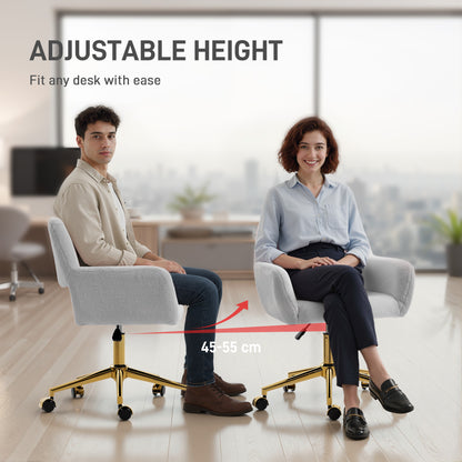 Swivel Office Chair, Vanity Desk Chair with Adjustable Height, Wheels