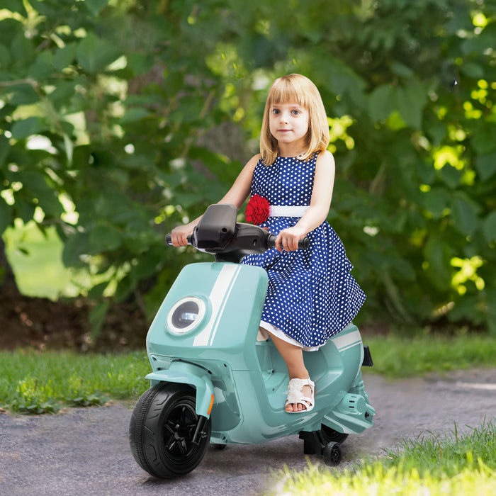 6V Kids Electric Motorbike with Headlight and Music - Green