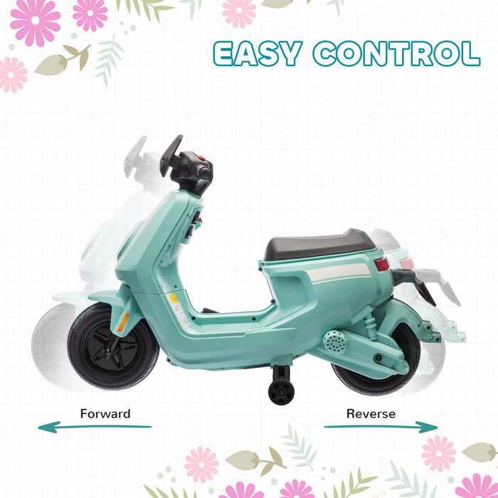 6V Kids Electric Motorbike with Headlight and Music - Green