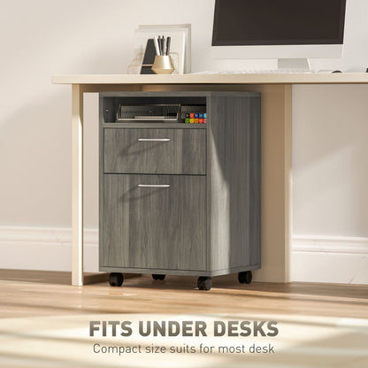 60cm Filing Cabinet with Drawers and Open Shelf, Grey