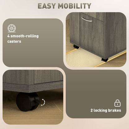 60cm Filing Cabinet with Drawers and Open Shelf, Grey