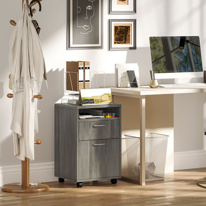 60cm Filing Cabinet with Drawers and Open Shelf, Grey