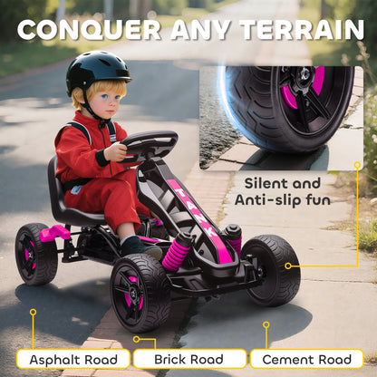 Pedal Go Kart with Automatic Clutch, for Ages 3-6 Years, Pink