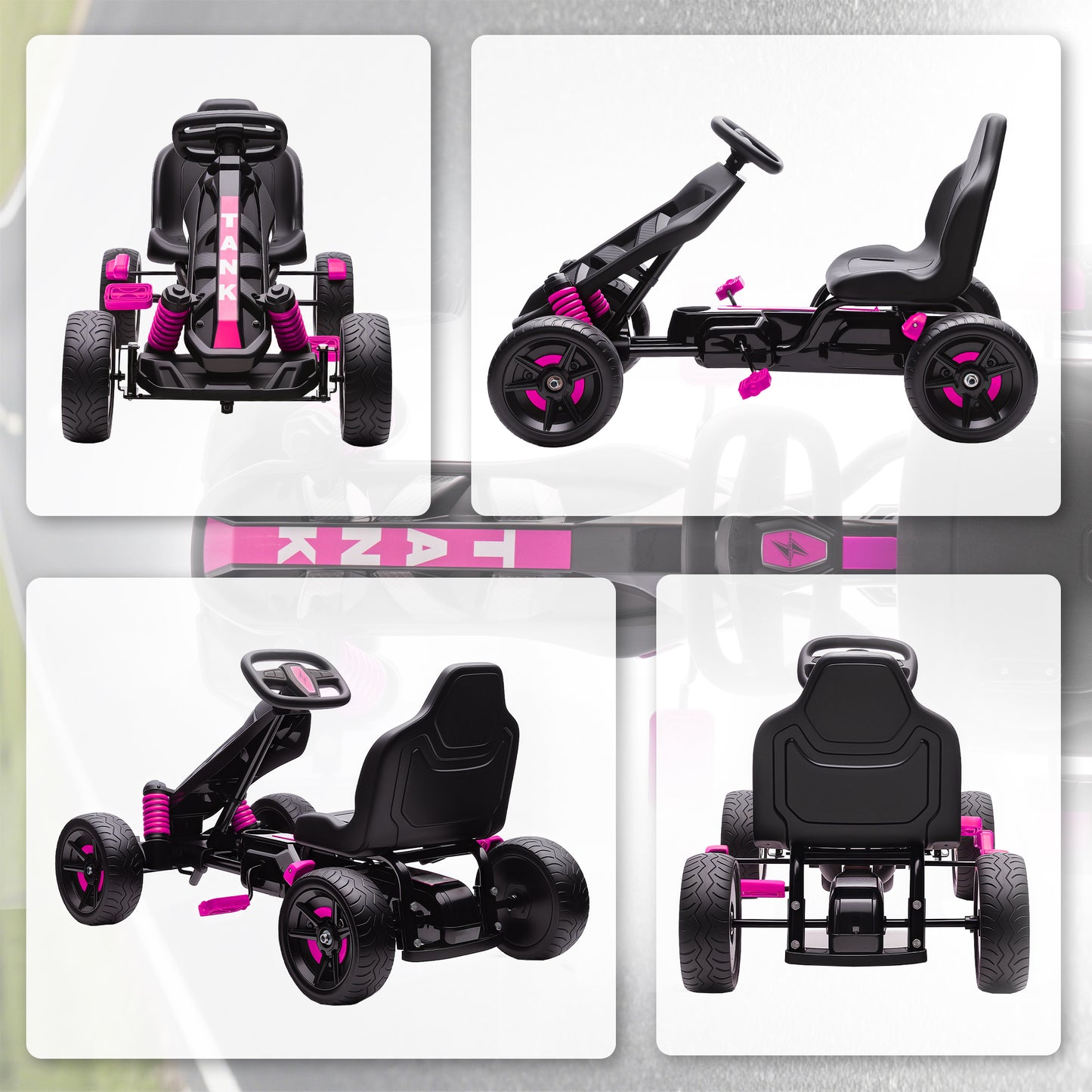 Pedal Go Kart with Automatic Clutch, for Ages 3-6 Years, Pink