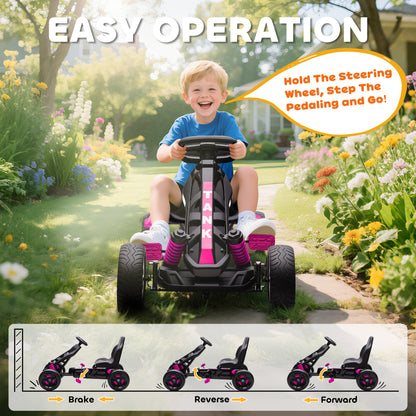 Pedal Go Kart with Automatic Clutch, for Ages 3-6 Years, Pink