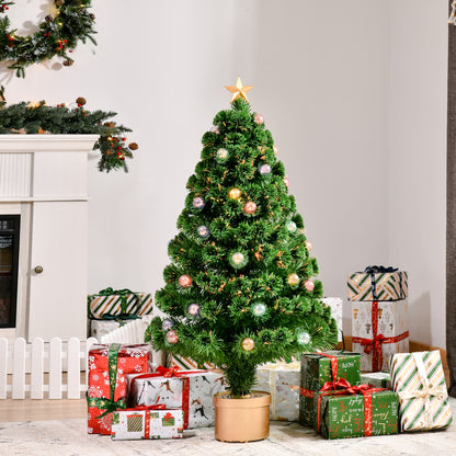 3ft Pre-Lit Fibre Optic Christmas Tree with Baubles, Star & Gold Pot