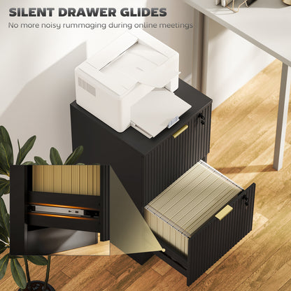 Filing Cabinet, File Cabinet with 2 Lockable Drawers and Hanging Rails