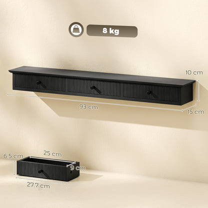 Shelf Wall-Mounted 93 x 15 x 10 cm Black