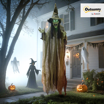 Voice Activated Halloween Animatronics Hanging Witch, Green