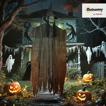 Voice Activated Halloween Animatronics Hanging Witch, Green