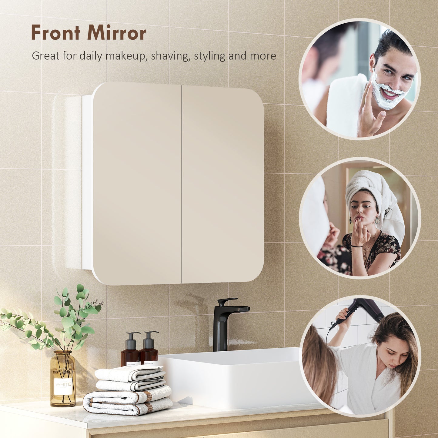 Arched Bathroom Mirror Cabinet, Wall Mounted Mirrored Cabinet