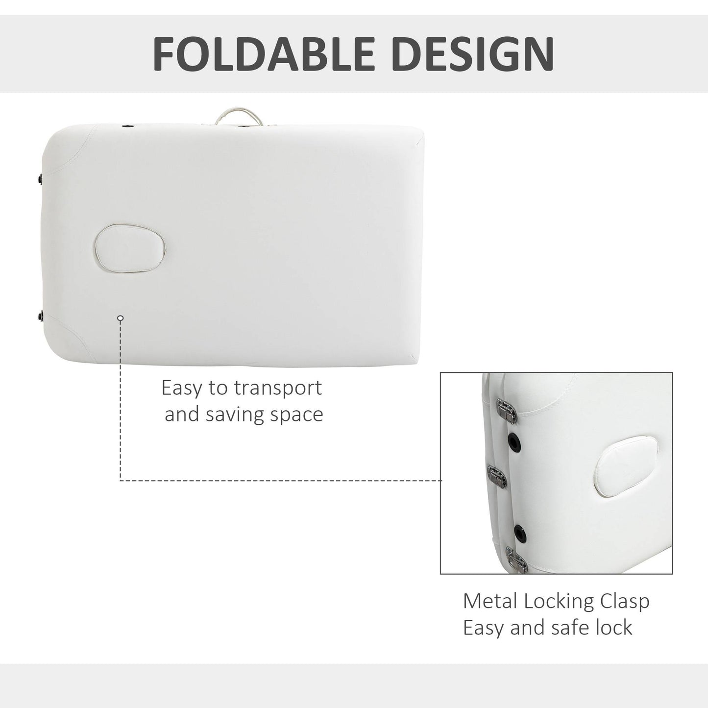 Portable PVC Massage Table Beauty Therapy Couch Bed Spa Aluminum White