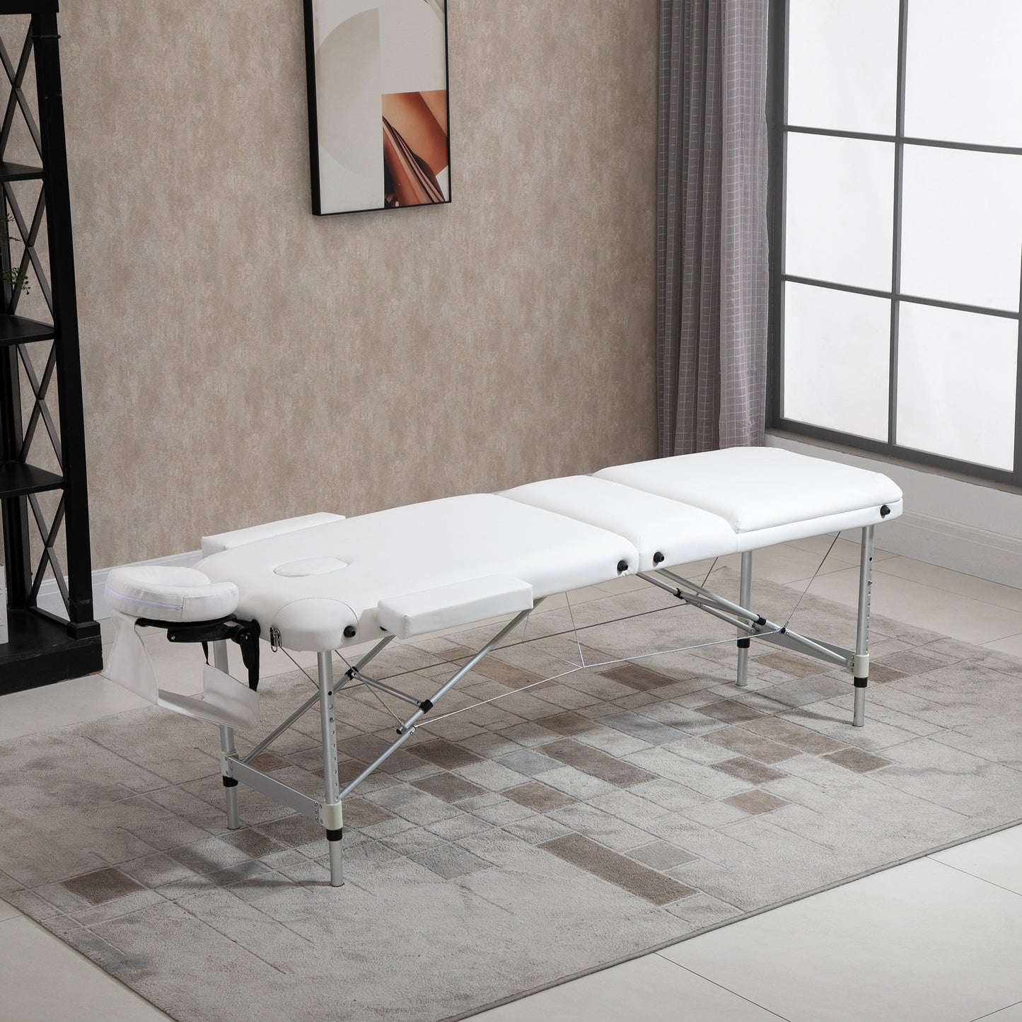 Portable PVC Massage Table Beauty Therapy Couch Bed Spa Aluminum White