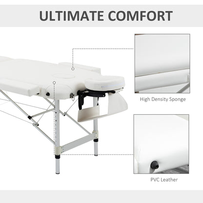 Portable PVC Massage Table Beauty Therapy Couch Bed Spa Aluminum White
