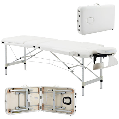 Portable PVC Massage Table Beauty Therapy Couch Bed Spa Aluminum White