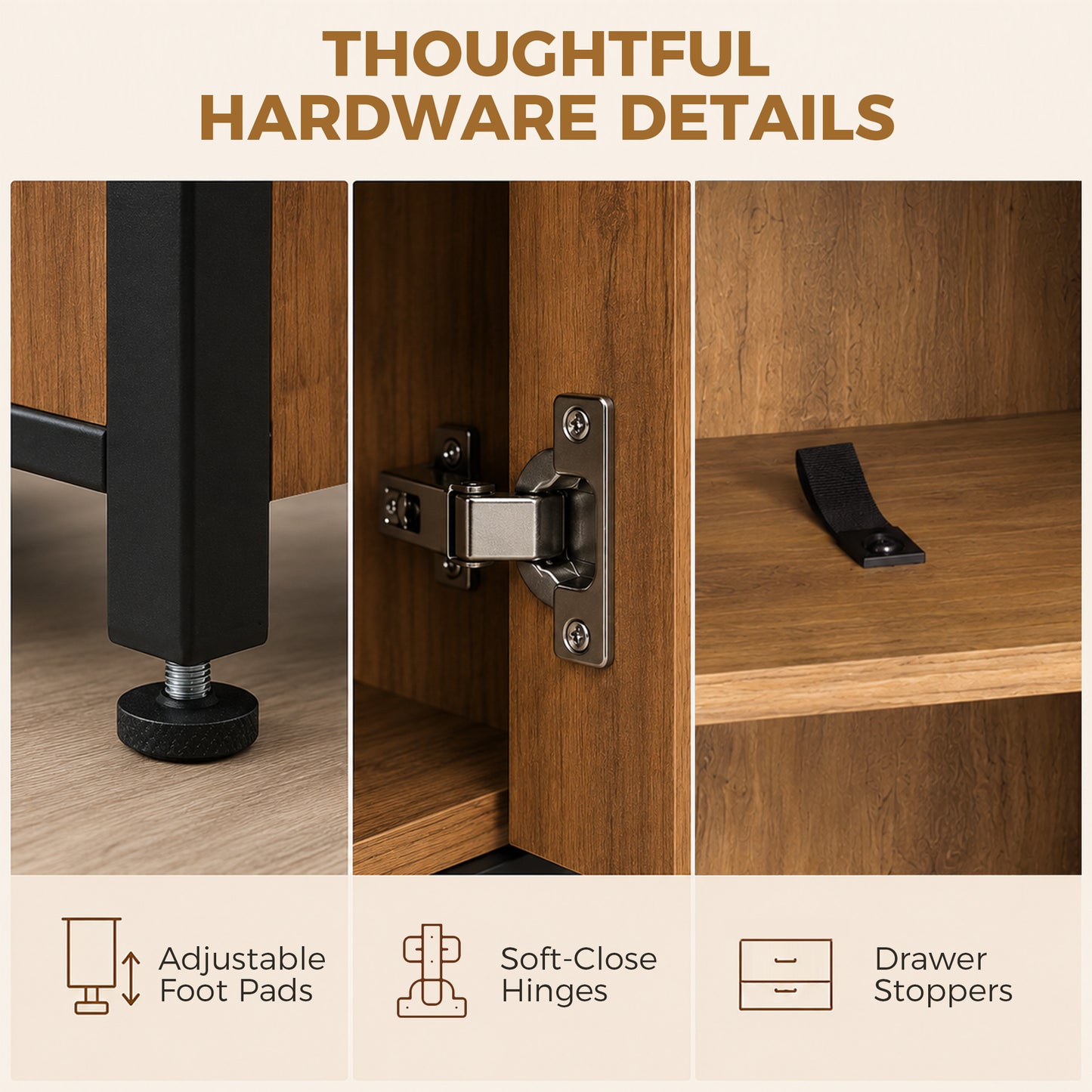 Freestanding Bathroom Cabinet with Drawers and Shelves, Brown