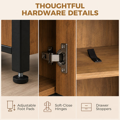 Freestanding Bathroom Cabinet with Drawers and Shelves, Brown