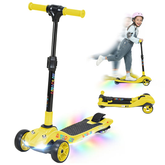 Electric Scooter for Kids, 3 Wheel Foldable Kids Scooter, Yellow