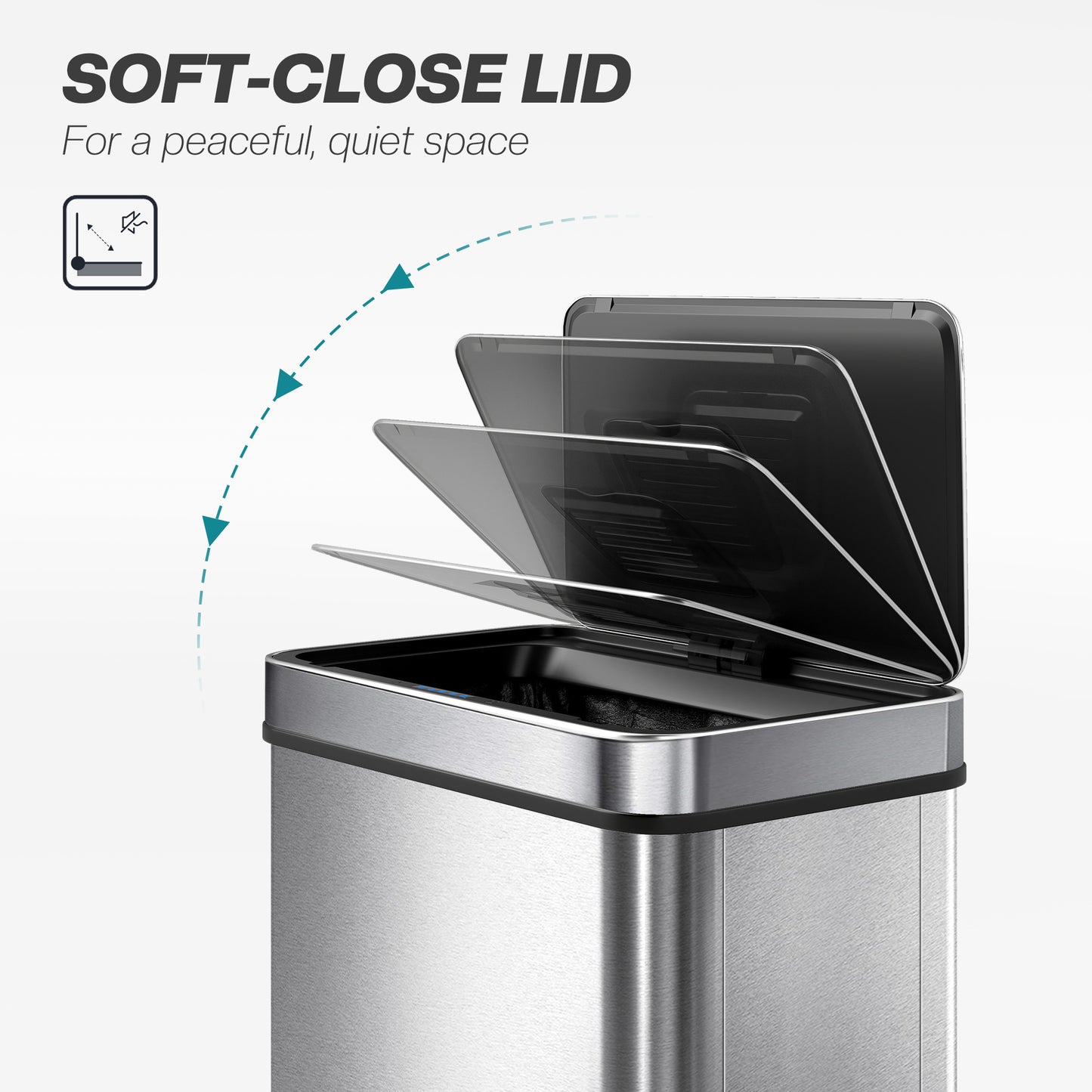 60 L Kitchen Bin with Fingerprint-Proof Stainless Steel, Silver Tone
