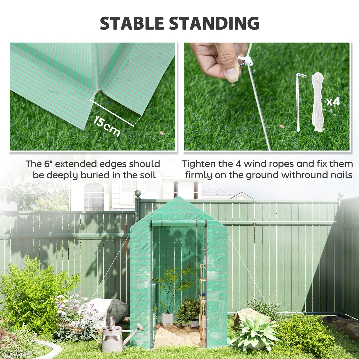 Walk in Greenhouse w/Shelves Steeple Grow House 120 x 186 x 190 cm