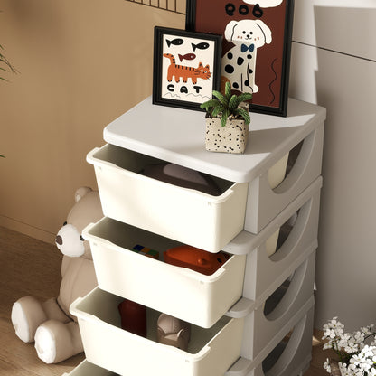 Kids Storage Units with Drawers 4 Tier Chest Dresser Tower Cream