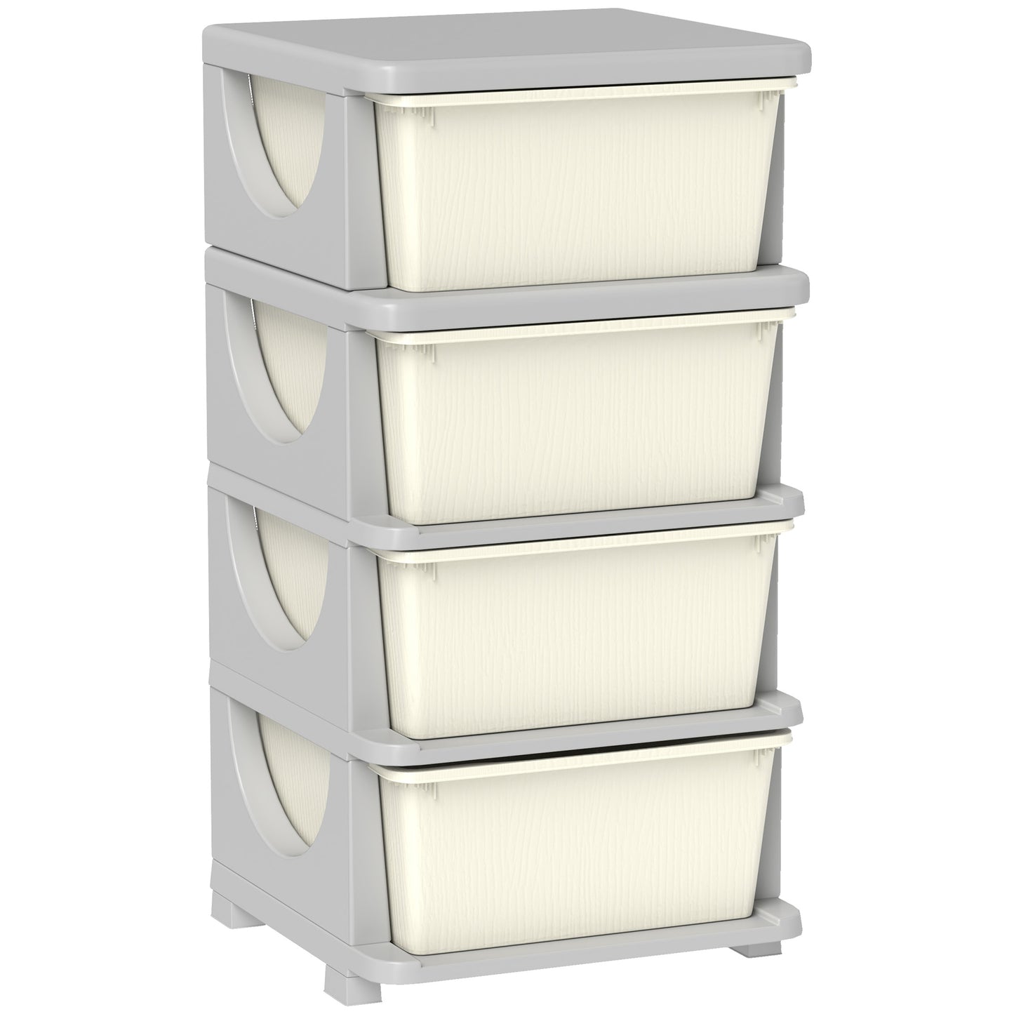 Kids Storage Units with Drawers 4 Tier Chest Dresser Tower Cream