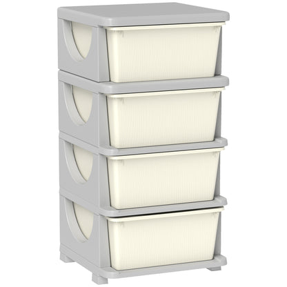 Kids Storage Units with Drawers 4 Tier Chest Dresser Tower Cream