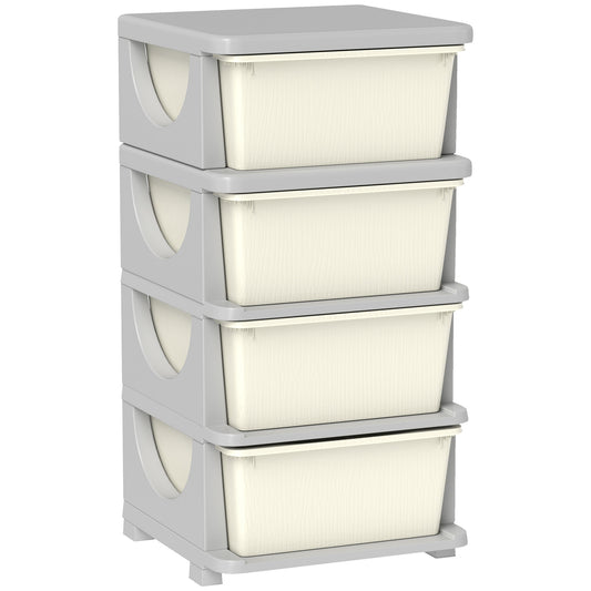 Kids Storage Units with Drawers 4 Tier Chest Dresser Tower Cream