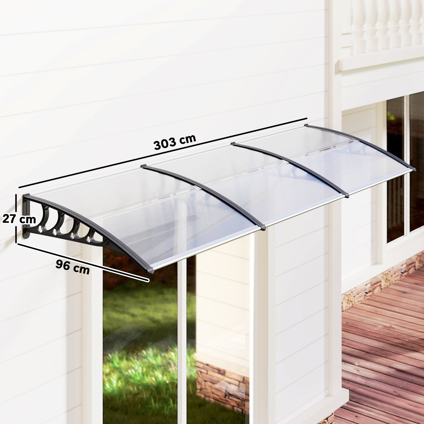 Door Canopy Outdoor Awning Rain Shelter for Window Porch, Clear