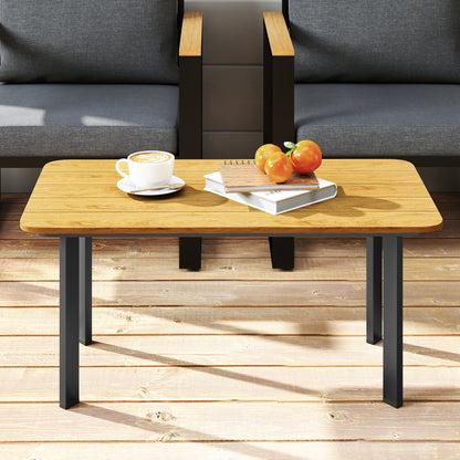 Outdoor Coffee Table, Garden Table with Slatted WPC Top, Brown