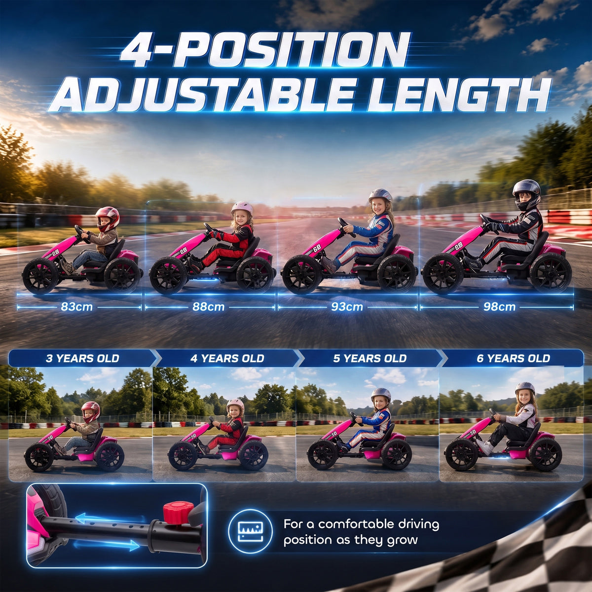 12V Kids' Electric Go-Kart with Dual Motors and Adjustable Seat - Pink & Black