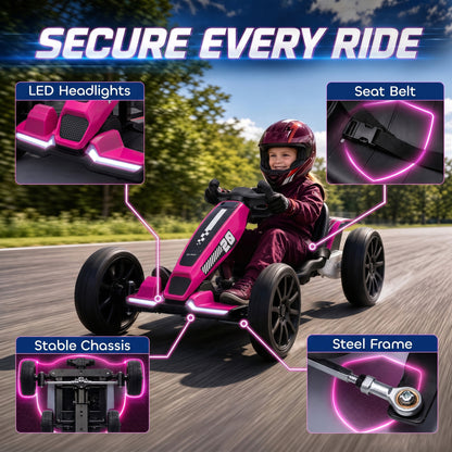12V Kids' Electric Go-Kart with Dual Motors and Adjustable Seat - Pink & Black