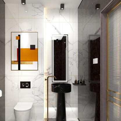 Dimming Full Length Mirror, 120 x 40cm Long Wall Mirror with 3 Colour LED, Smart Touch, Memory Function