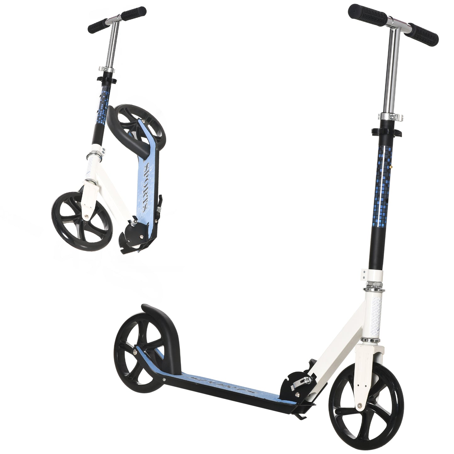 Kick Scooter Commuter Adjustable Height Wheels Foldable Aluminium White