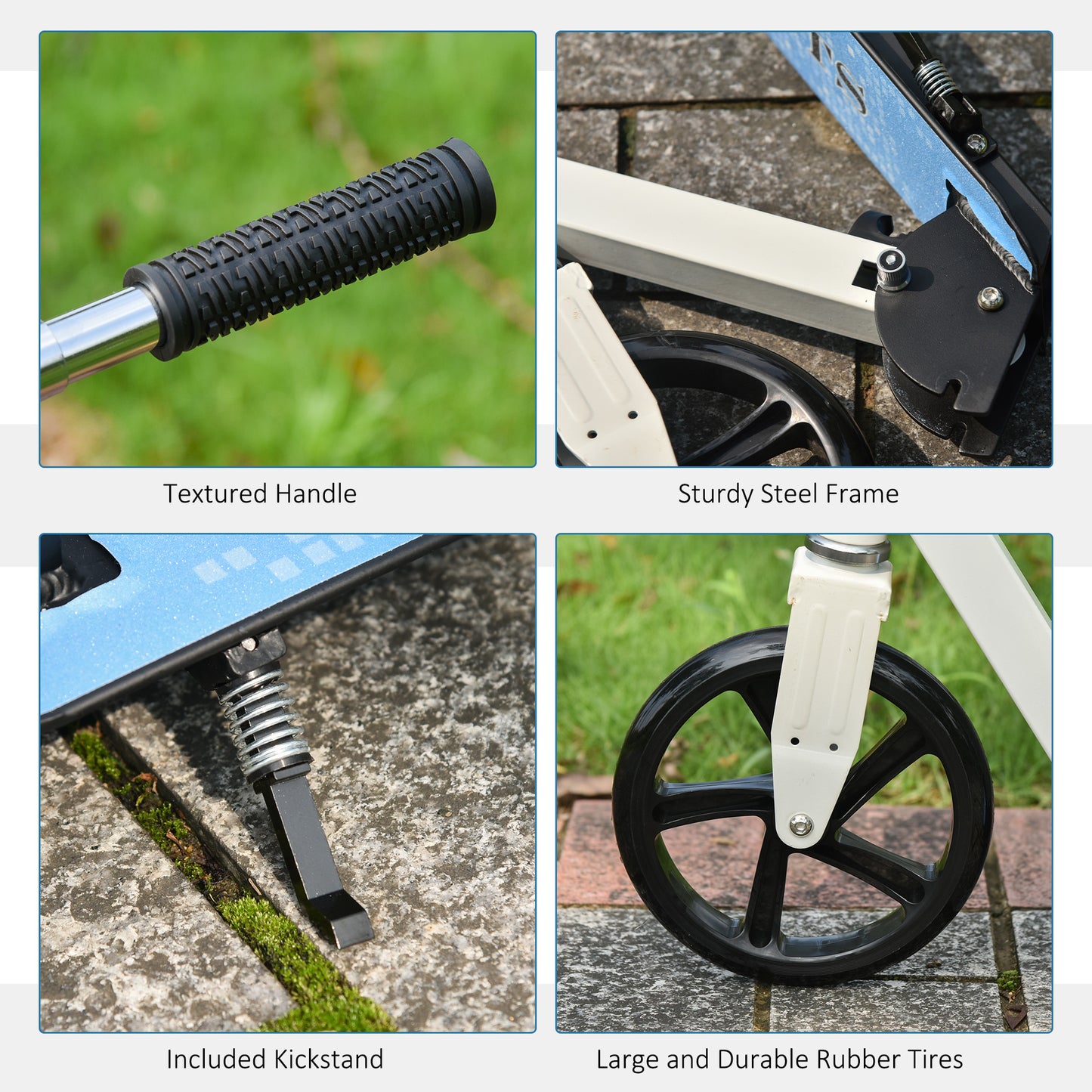 Kick Scooter Commuter Adjustable Height Wheels Foldable Aluminium White