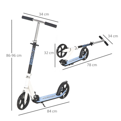 Kick Scooter Commuter Adjustable Height Wheels Foldable Aluminium White