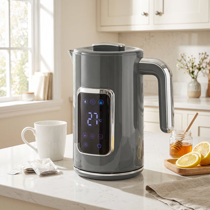 1.7L Fast Boil 3000W Electric Kettle with LED Display, Grey