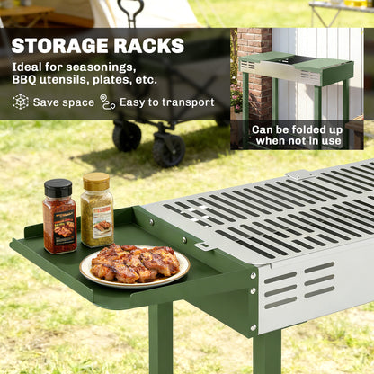 Charcoal Spit Roasting Machine w/ 3-Tier Grill Grate, Dark Green