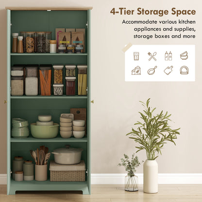 172cm Wooden Storage Cabinet Cupboard With 4 Shelves Light Green