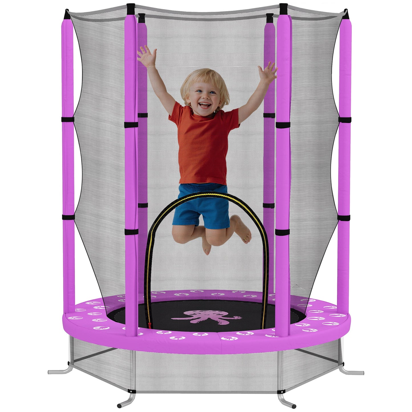 4.6FT Kids Trampoline with Safety Enclosure Net, Purple