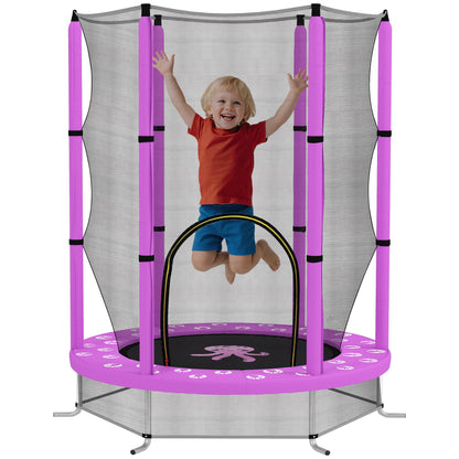 4.6FT Kids Trampoline with Safety Enclosure Net, Purple