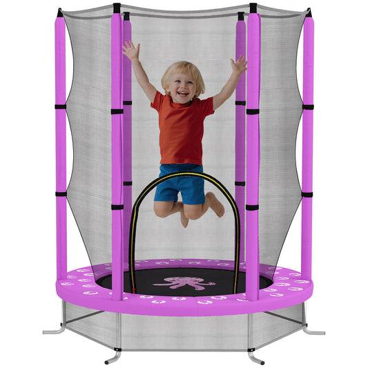 4.6FT Kids Trampoline with Safety Enclosure Net, Purple