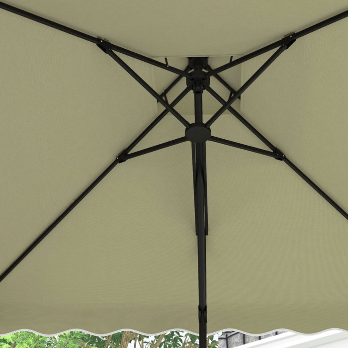 2.5m Square Double Top Garden Parasol Cantilever Umbrella with Ruffles, Beige