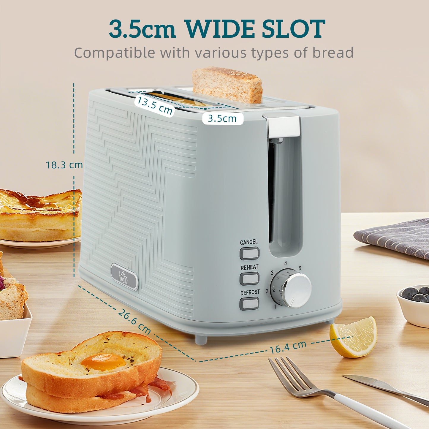 1.7L 3000W Rapid Boil Kettle and 2 Slice Toaster Set Crumb Tray Grey