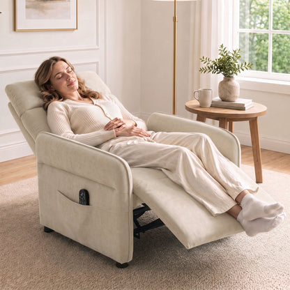 Recliner Armchair, Manual Recliner Chair, Massage & Heat, Beige