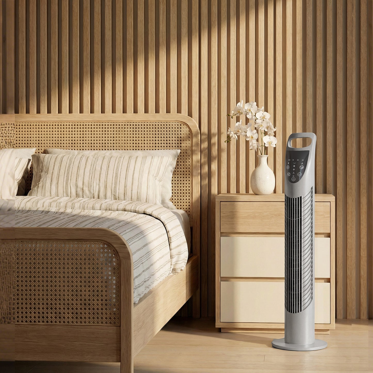 78.5cm Oscillation Tower Fan with Remote Control 3-Speed Wind White